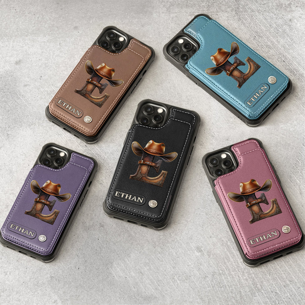 Western Style Name Initial Letter - Personalized Cowboy/Cowgirl Wallet Phone Case