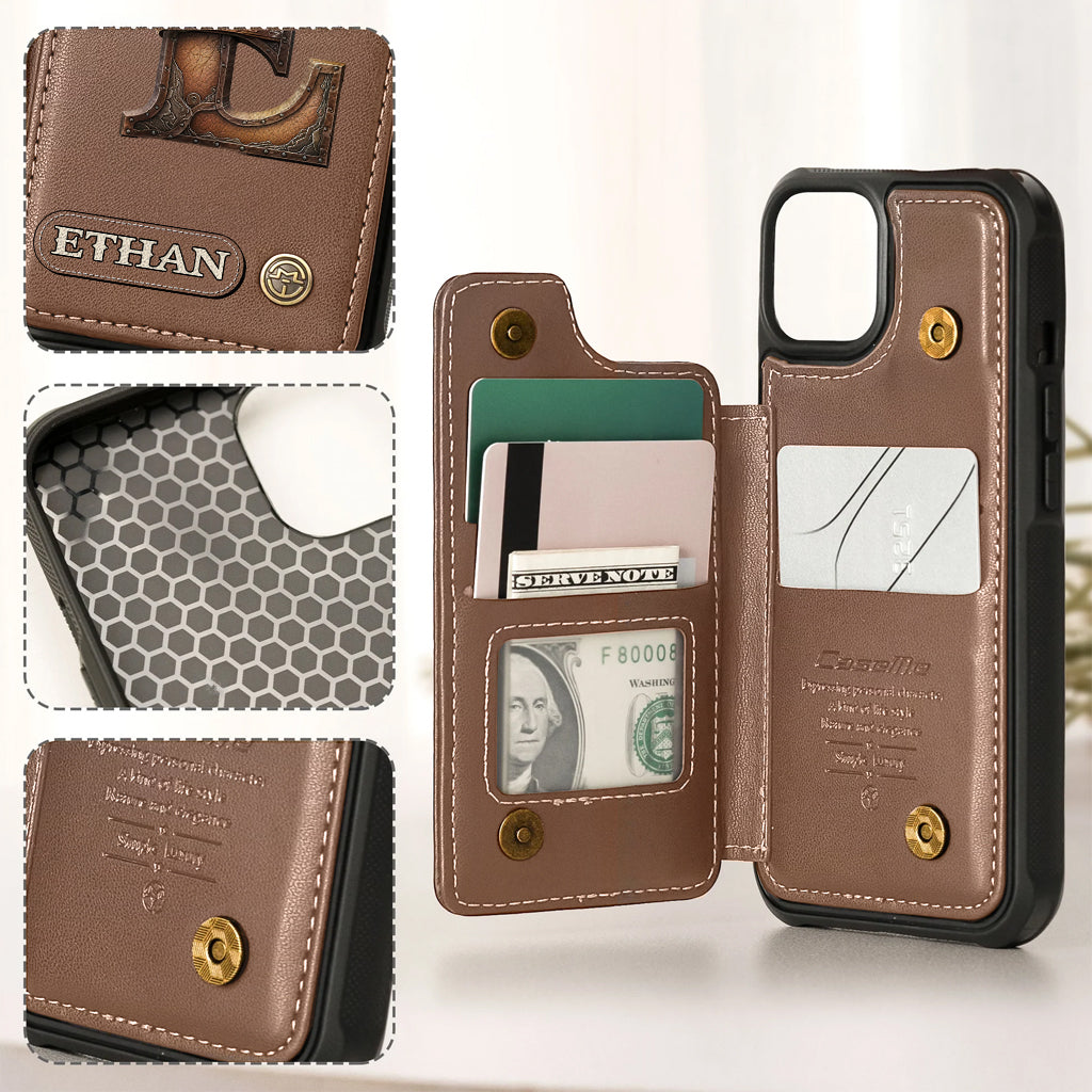 Western Style Name Initial Letter - Personalized Cowboy/Cowgirl Wallet Phone Case