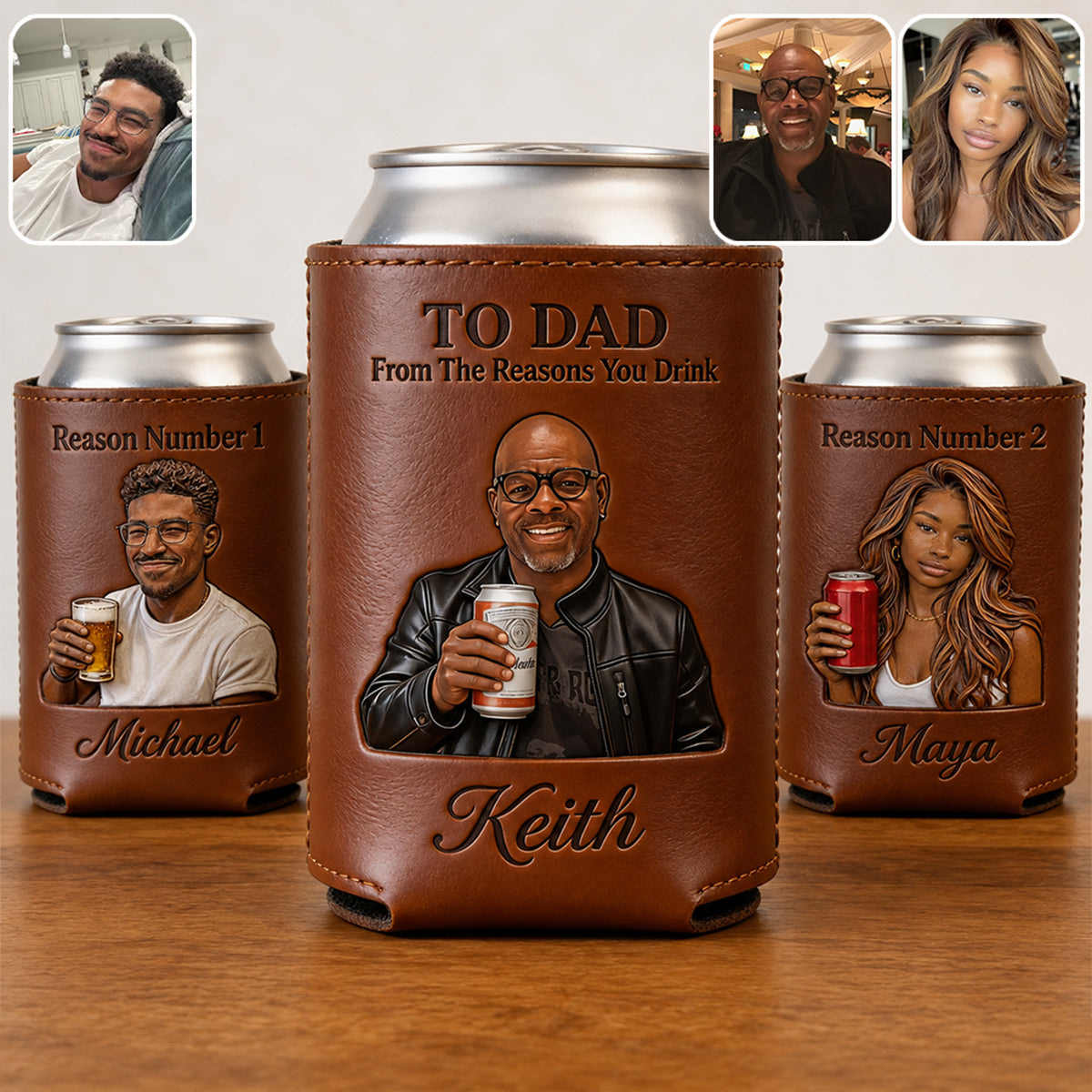 Cooles Geschenk für Papa, Vatertagsgeschenk - Personalisierter Leder-Dosenhalter