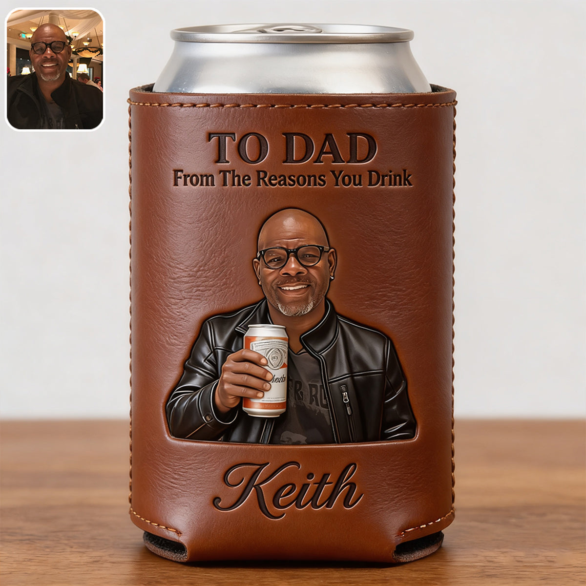 Cooles Geschenk für Papa, Vatertagsgeschenk - Personalisierter Leder-Dosenhalter