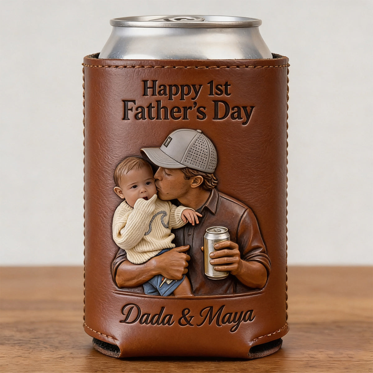 Cooles Geschenk für Papa, Vatertagsgeschenk - Personalisierter Leder-Dosenhalter