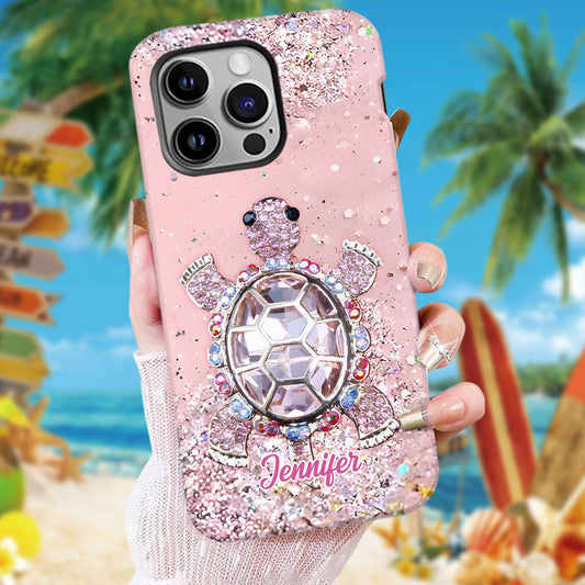 Einfach ein Mädchen, das Schildkröten liebt – Personalisierte Handyhülle mit Schildkrötenmotiv