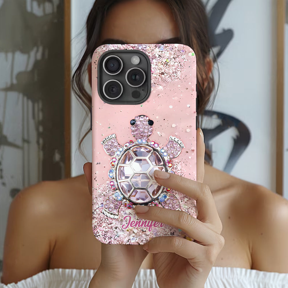 Einfach ein Mädchen, das Schildkröten liebt – Personalisierte Handyhülle mit Schildkrötenmotiv