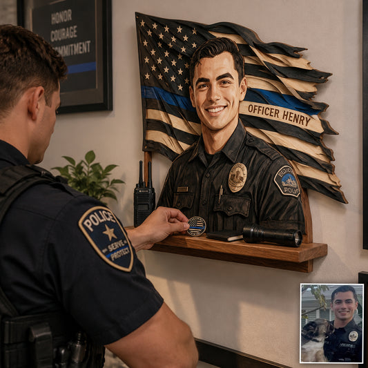 Proud Police - Personalized Police Officer Wooden Floating Shelf