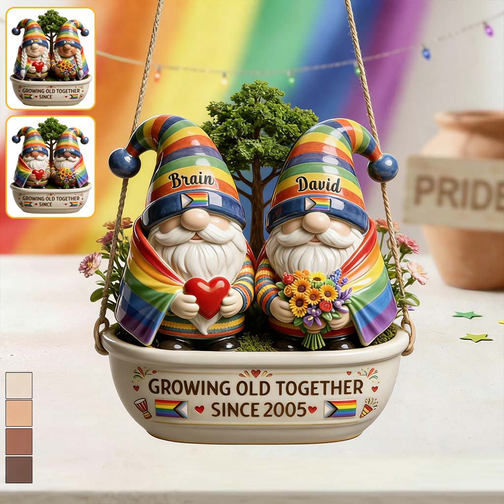 Gemeinsam Alt Werden LGBTQ Gay Lesbian Geschenk - Personalisierter LGBT Unterstützung Hängeblumentopf