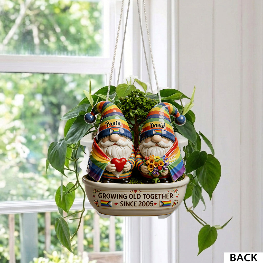 Gemeinsam Alt Werden LGBTQ Gay Lesbian Geschenk - Personalisierter LGBT Unterstützung Hängeblumentopf