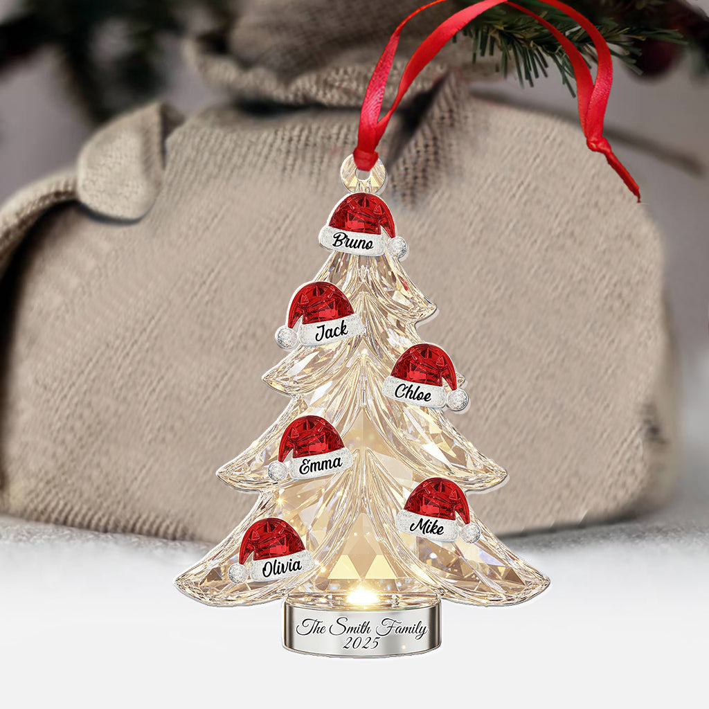 Frohe Weihnachten an die Familie – Personalisierter transparenter Familienschmuck
