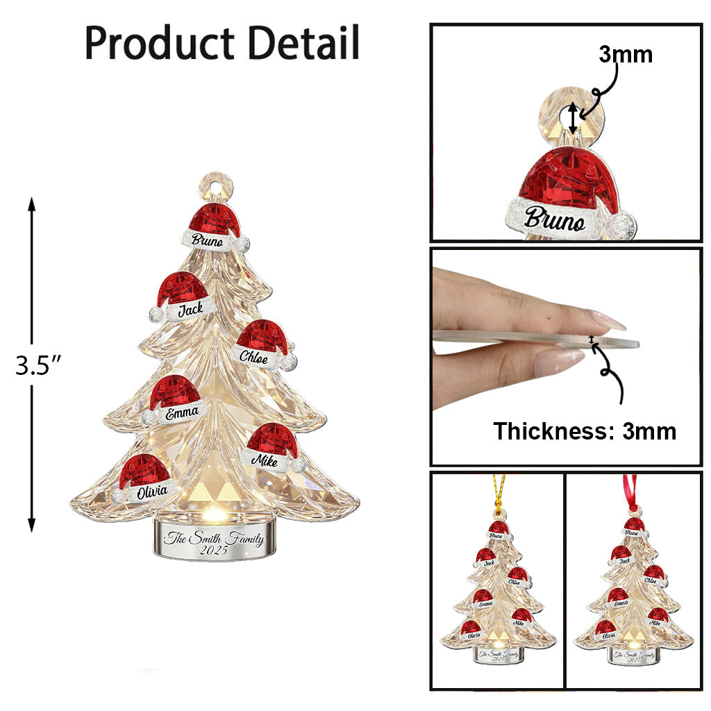 Frohe Weihnachten an die Familie – Personalisierter transparenter Familienschmuck