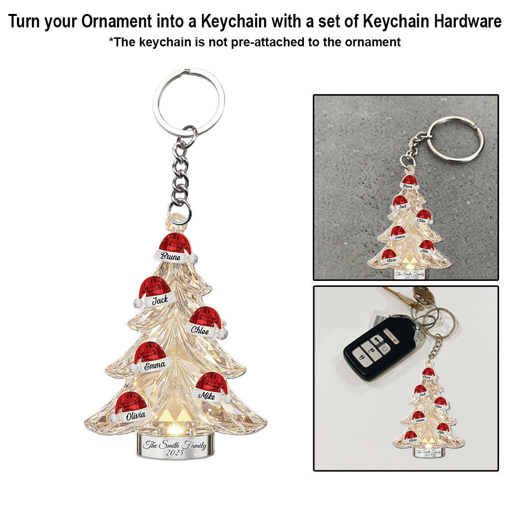 Frohe Weihnachten an die Familie – Personalisierter transparenter Familienschmuck