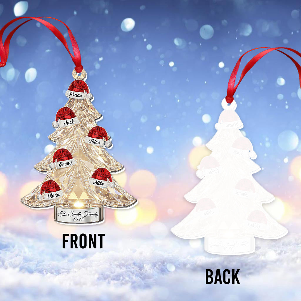 Frohe Weihnachten an die Familie – Personalisierter transparenter Familienschmuck