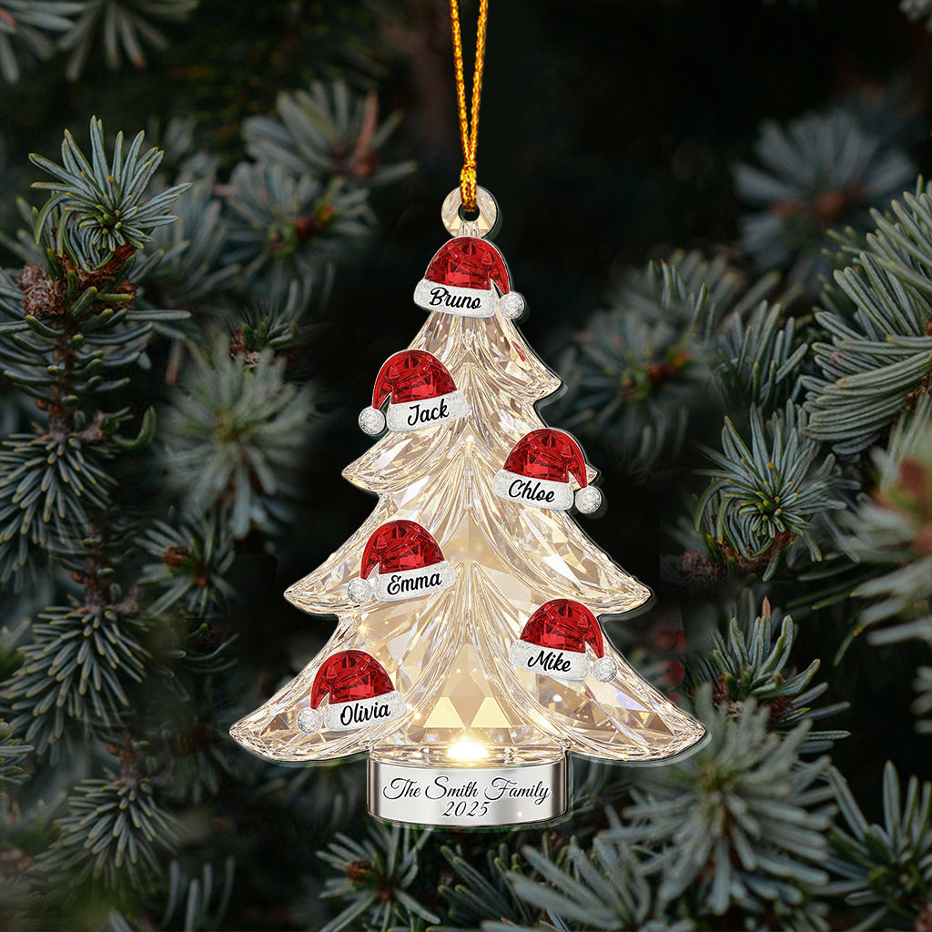 Frohe Weihnachten an die Familie – Personalisierter transparenter Familienschmuck