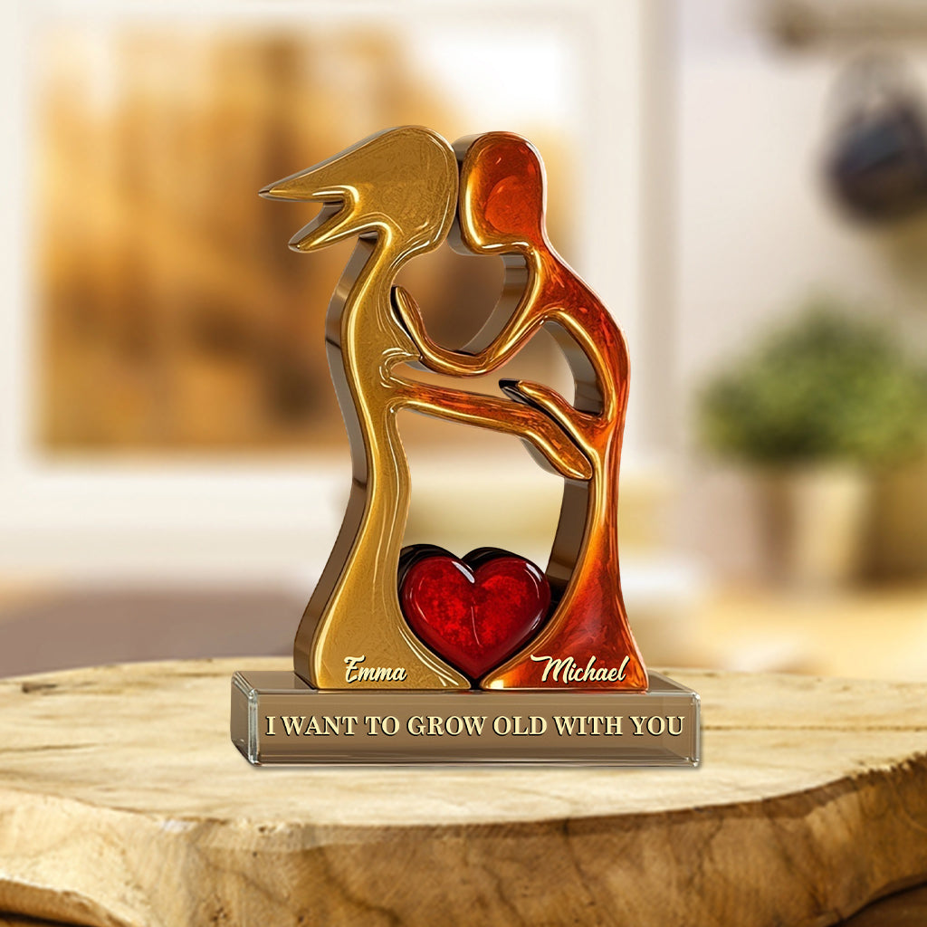 Ich möchte mit dir alt werden – personalisierte Acrylplakette in individueller Form für Paare