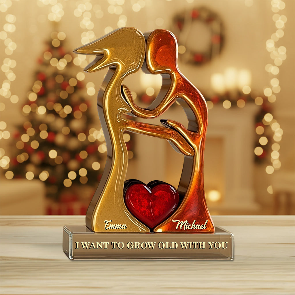Ich möchte mit dir alt werden – personalisierte Acrylplakette in individueller Form für Paare