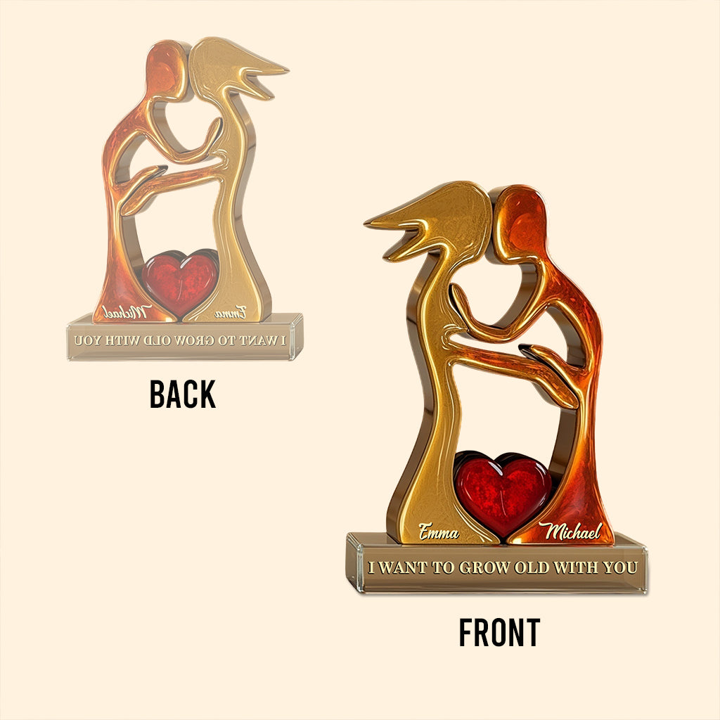 Ich möchte mit dir alt werden – personalisierte Acrylplakette in individueller Form für Paare