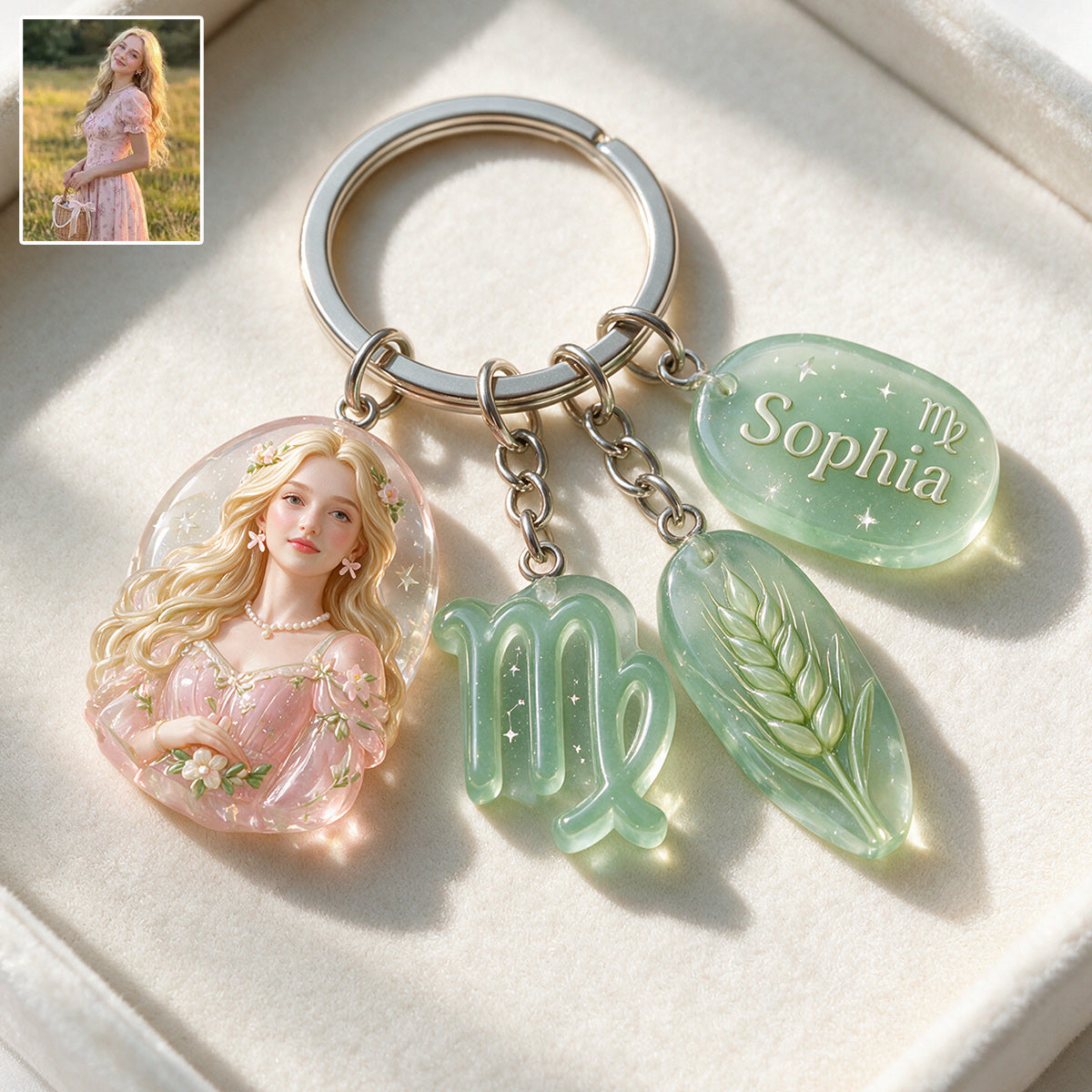 Custom Zodiac Sign Keychain - Personalized Horoscope Premium Keychain With Charms