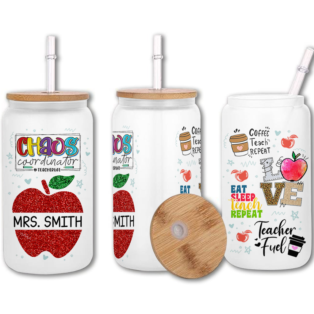Back To School - Personalized Teacher Can Glass