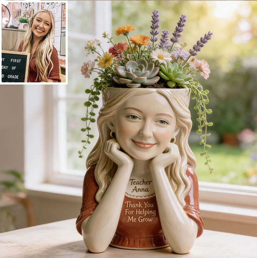 Thanks For Helping Me Grow - Personalized Teacher Acrylic Pot