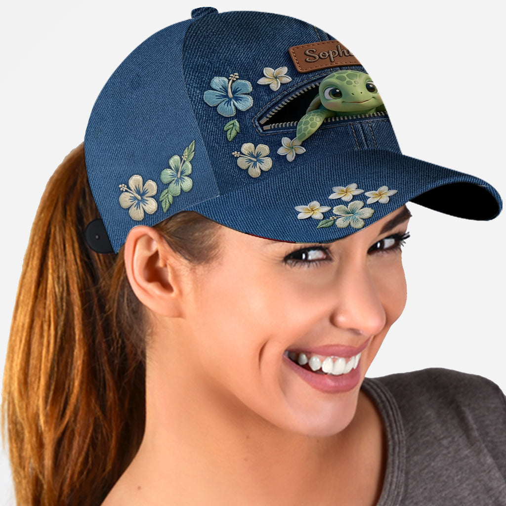 Salty Lil' Beach - Personalized Turtle Classic Cap