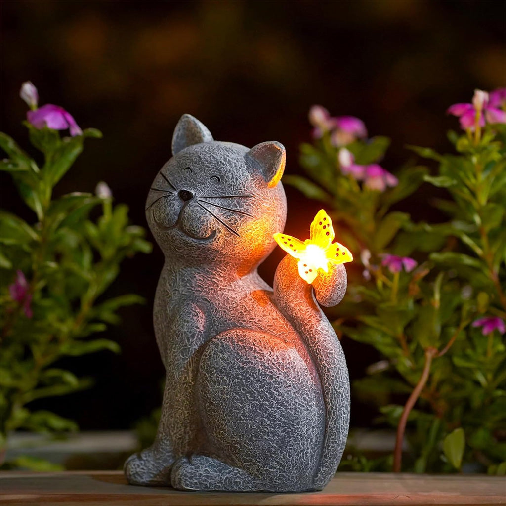 Solarbetriebene Katzenfiguren für den Außenbereich