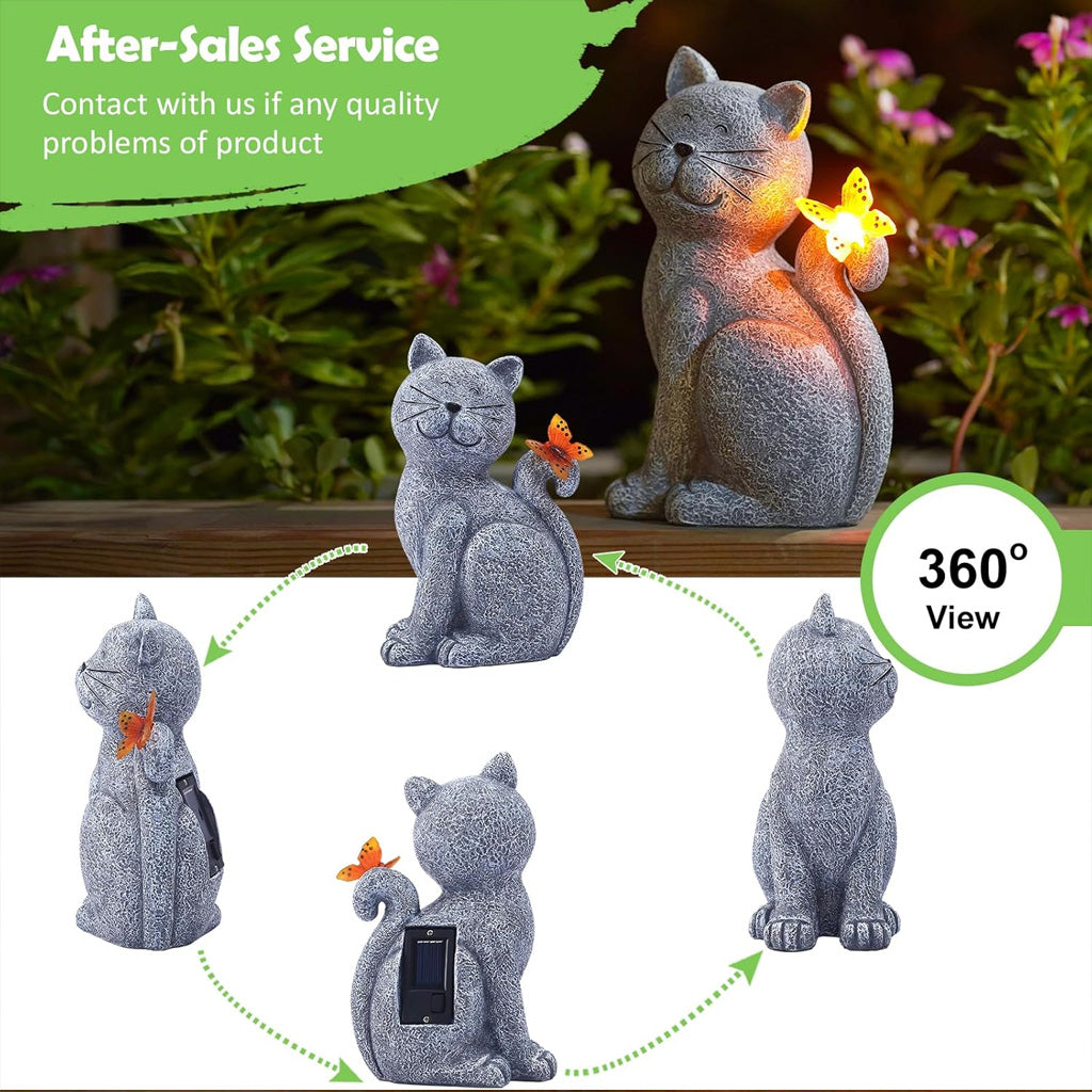 Solarbetriebene Katzenfiguren für den Außenbereich