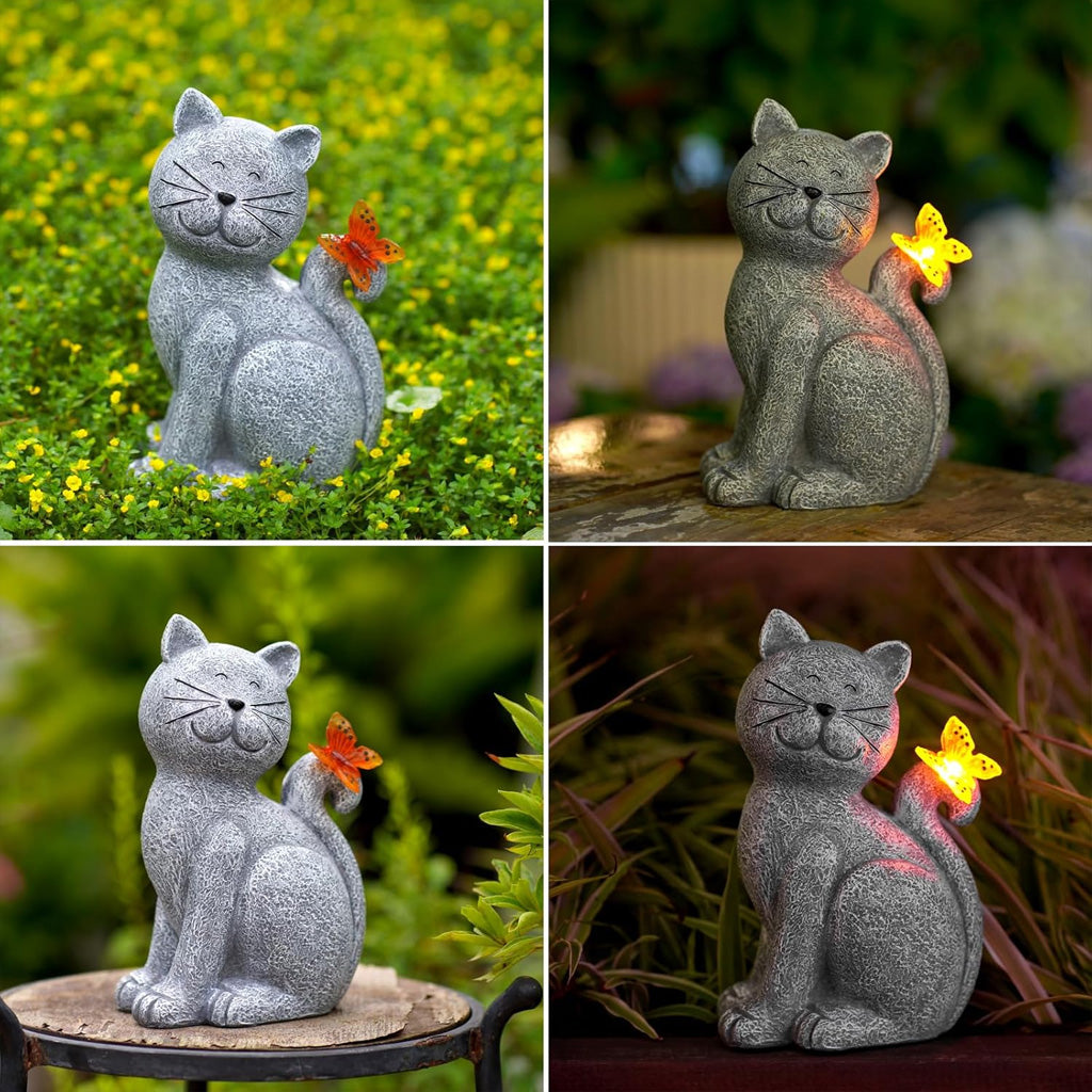 Solarbetriebene Katzenfiguren für den Außenbereich