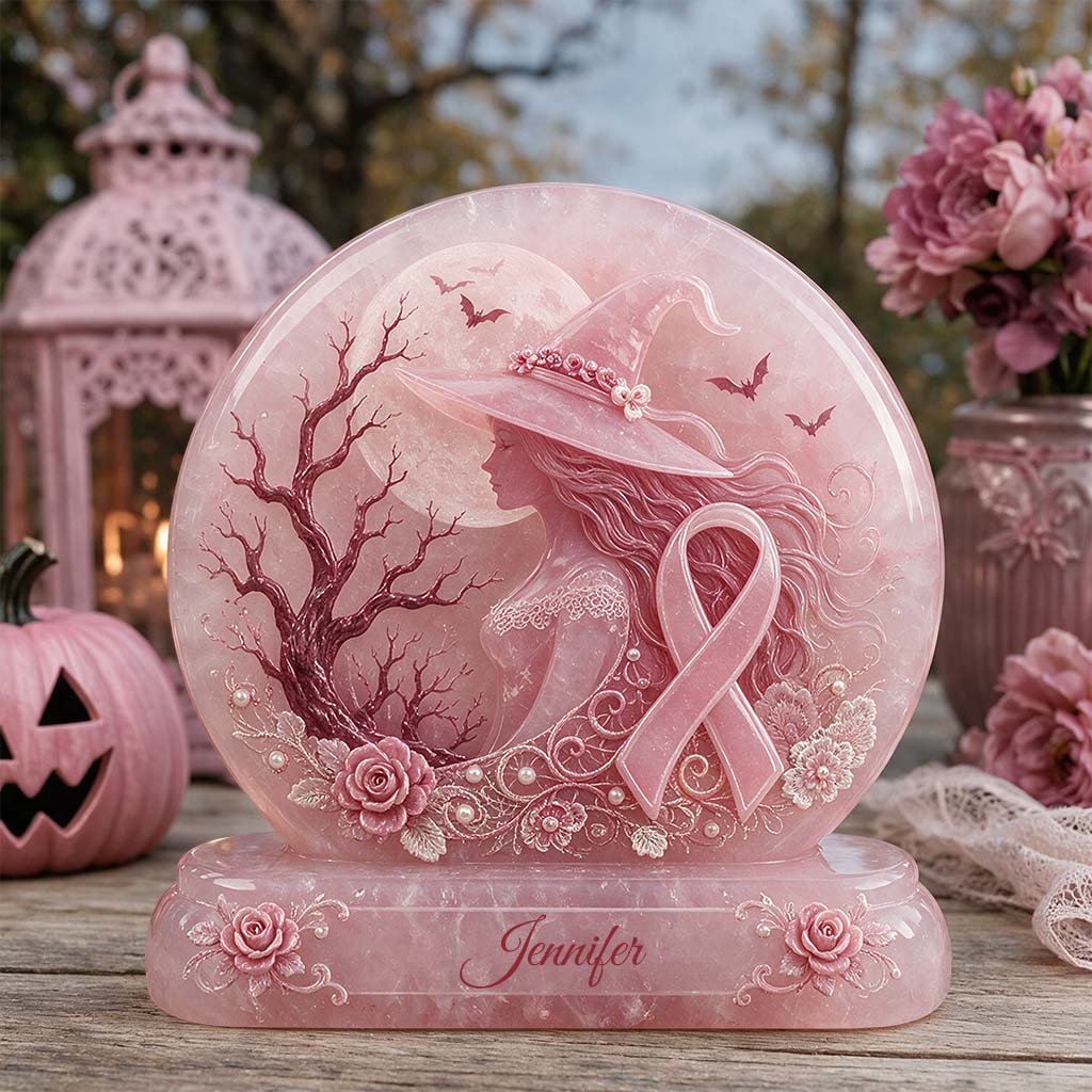 Pink Witch Only Spell Is Banish Breast Cancer - Personalized Breast Cancer Awareness 2-Side Printed Acrylic Plaque