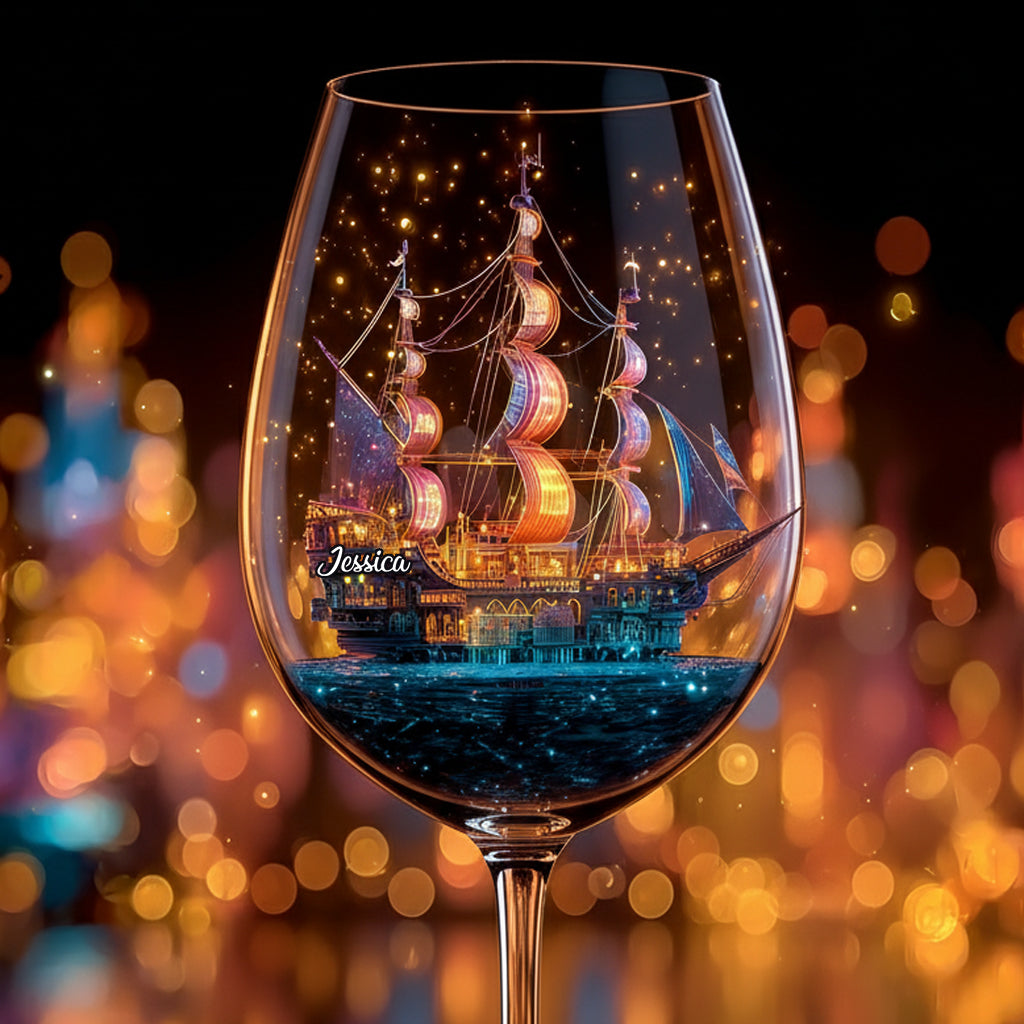 Magical Night - Personalized Boating Wine Glass With Long Stem