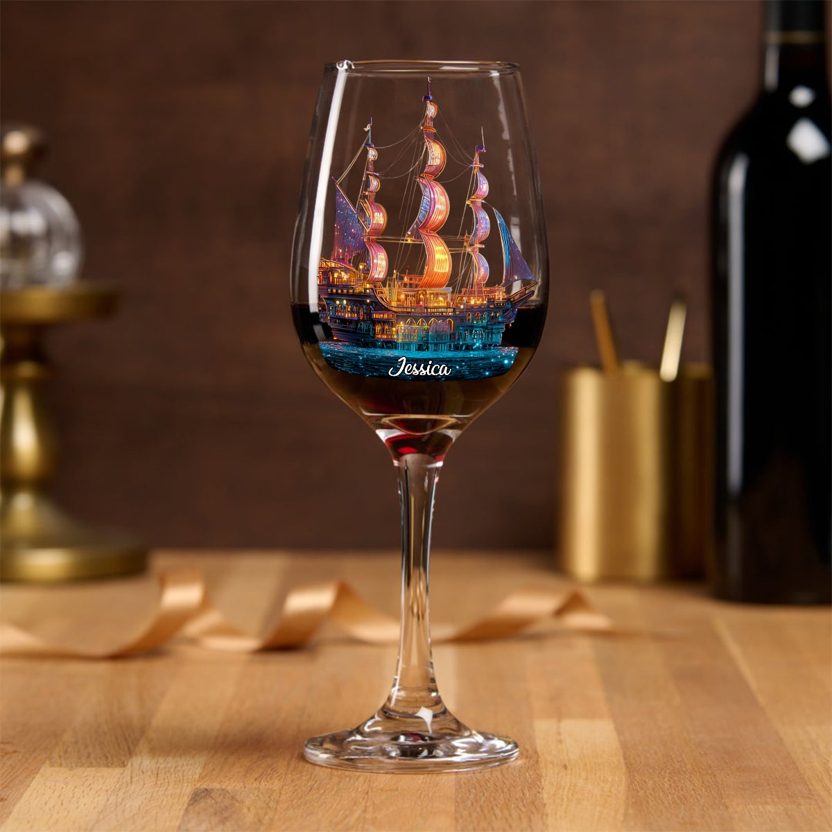 Magical Night - Personalized Boating Wine Glass With Long Stem