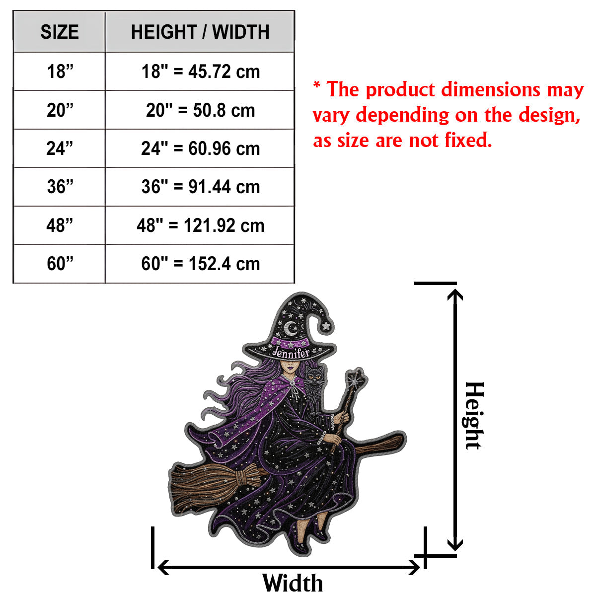 Fliegende Hexe – Personalisierter, rutschfester Hexen-Teppich