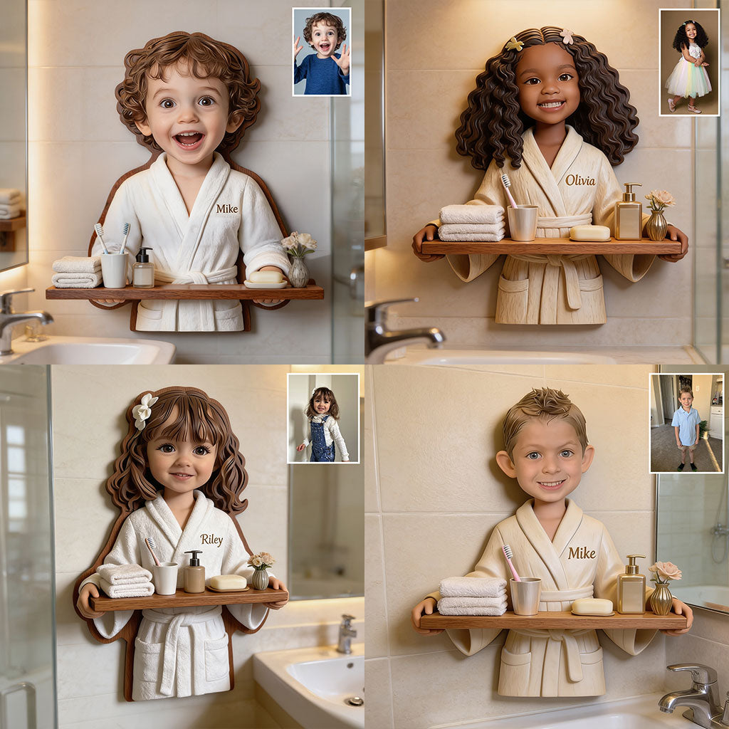 Shower Time - Personalized Kid Wooden Floating Shelf