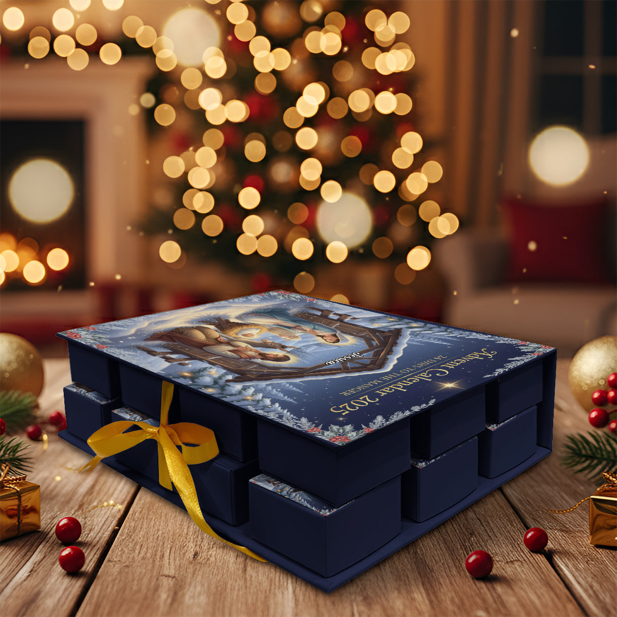 24 Days to the Manger - Personalized Christian Folded Advent Calendar With Ornaments