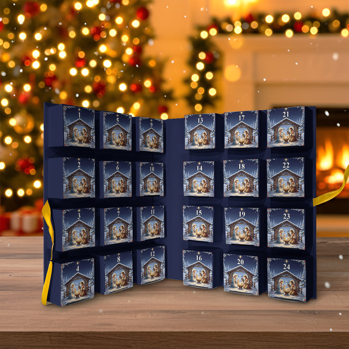 24 Days to the Manger - Personalized Christian Folded Advent Calendar With Ornaments