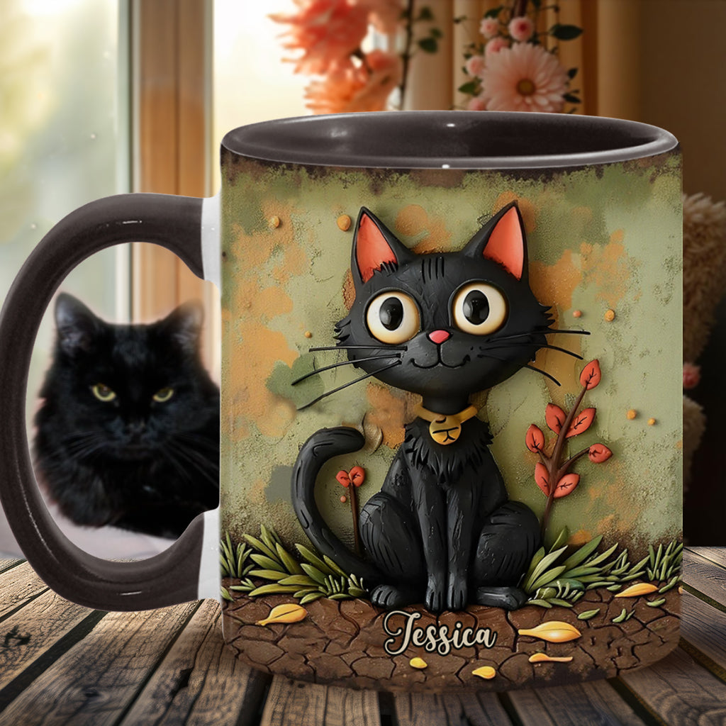 Niedliche schwarze Katze – Personalisierte Tasse mit schwarzem Katzenmotiv
