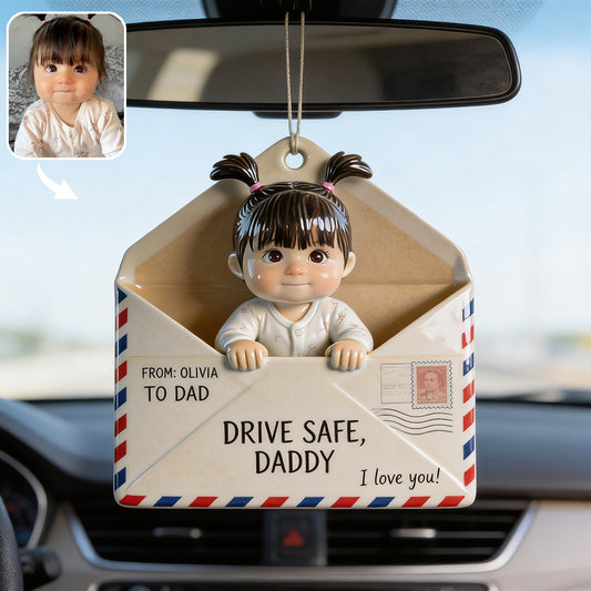 Brief für Papa, Fahr vorsichtig - Personalisierte Auto-Ornament für Väter