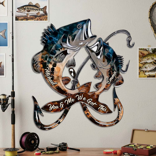 Wir angeln fürs Leben – personalisiertes Angelschild aus Metall