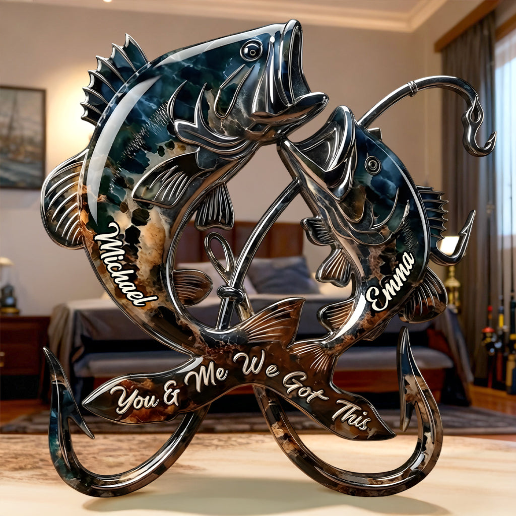 Du und ich, wir schaffen das – personalisierte Angelplakette aus Acryl in individueller Form