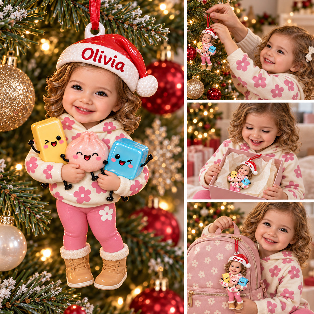 Merry Squishmas Gift For Kids - Personalized Kid Premium 3D Ornament