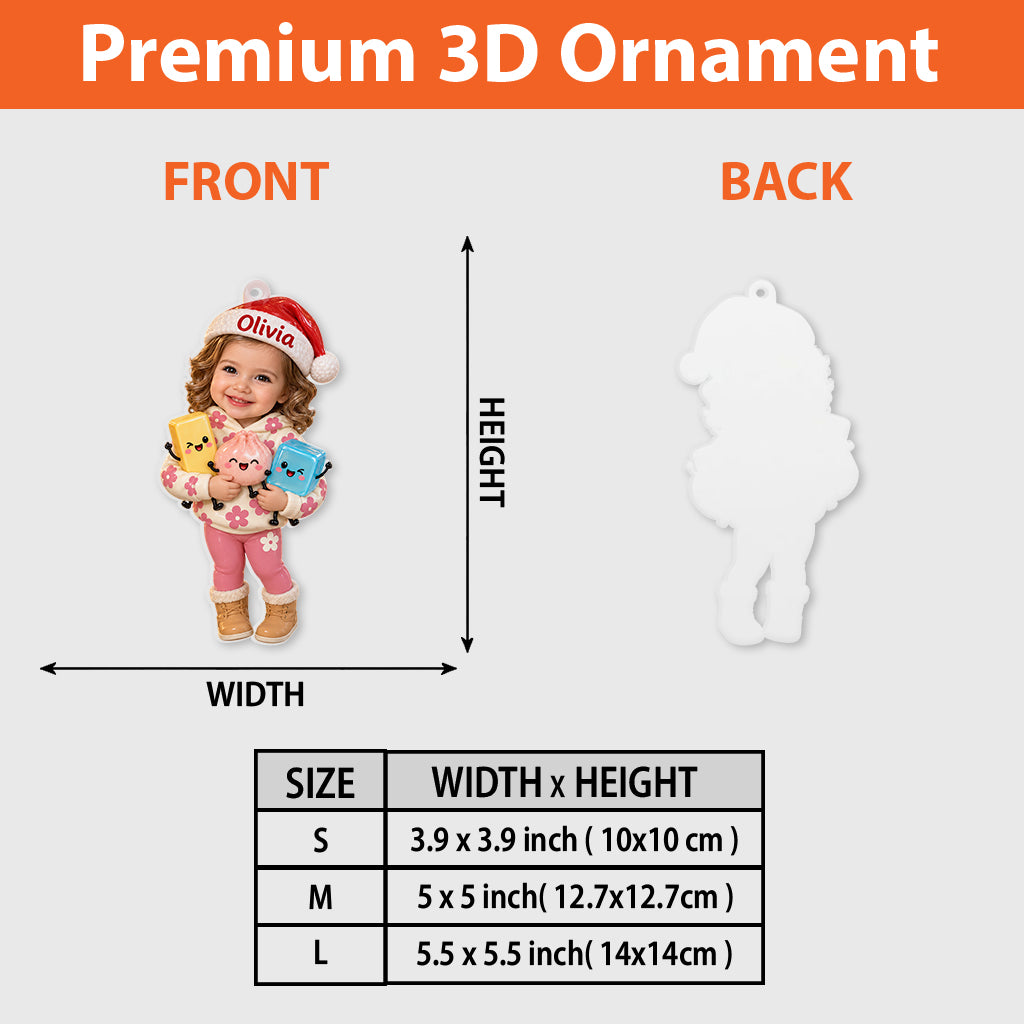 Merry Squishmas Gift For Kids - Personalized Kid Premium 3D Ornament
