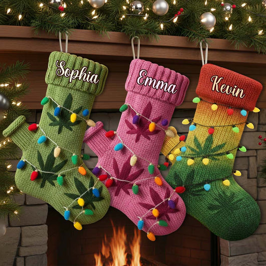 Merry Christmas - Personalized Weed Shaped Christmas Stocking