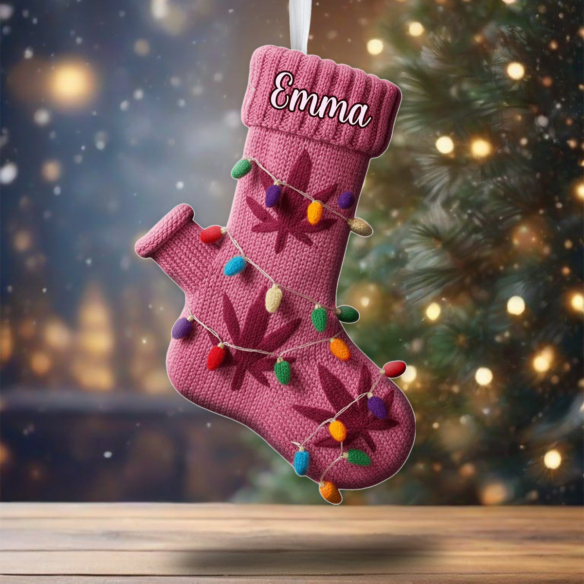 Frohe Weihnachten – personalisierter Weihnachtsstrumpf in Form von Cannabis