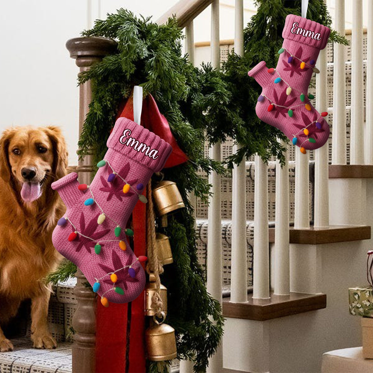 Frohe Weihnachten – personalisierter Weihnachtsstrumpf in Form von Cannabis