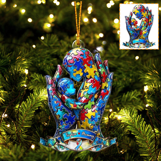 Mom And Kid - Personalized Autism Awareness Ornament