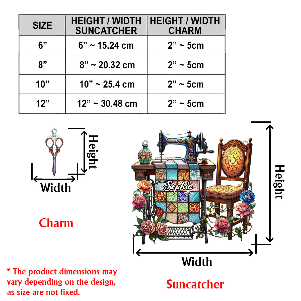 Nähbegeisterte – Personalisierter Fensterhänger mit Anhängern