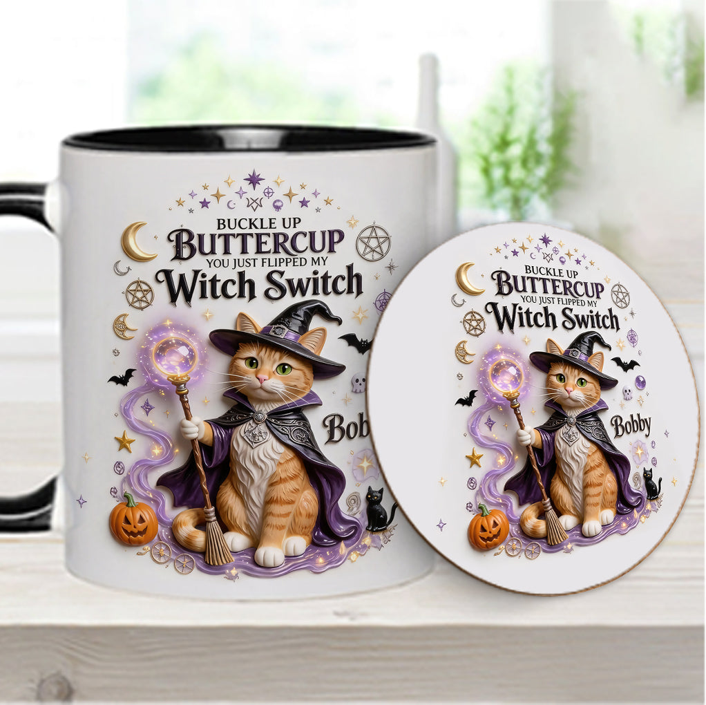 Cat Witch - Personalized Cat Accent Mug & Coaster