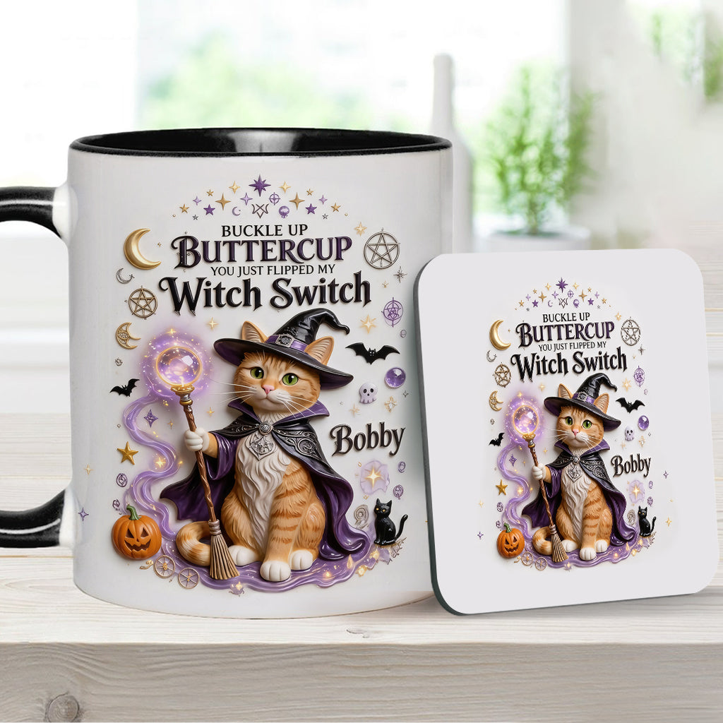 Cat Witch - Personalized Cat Accent Mug & Coaster