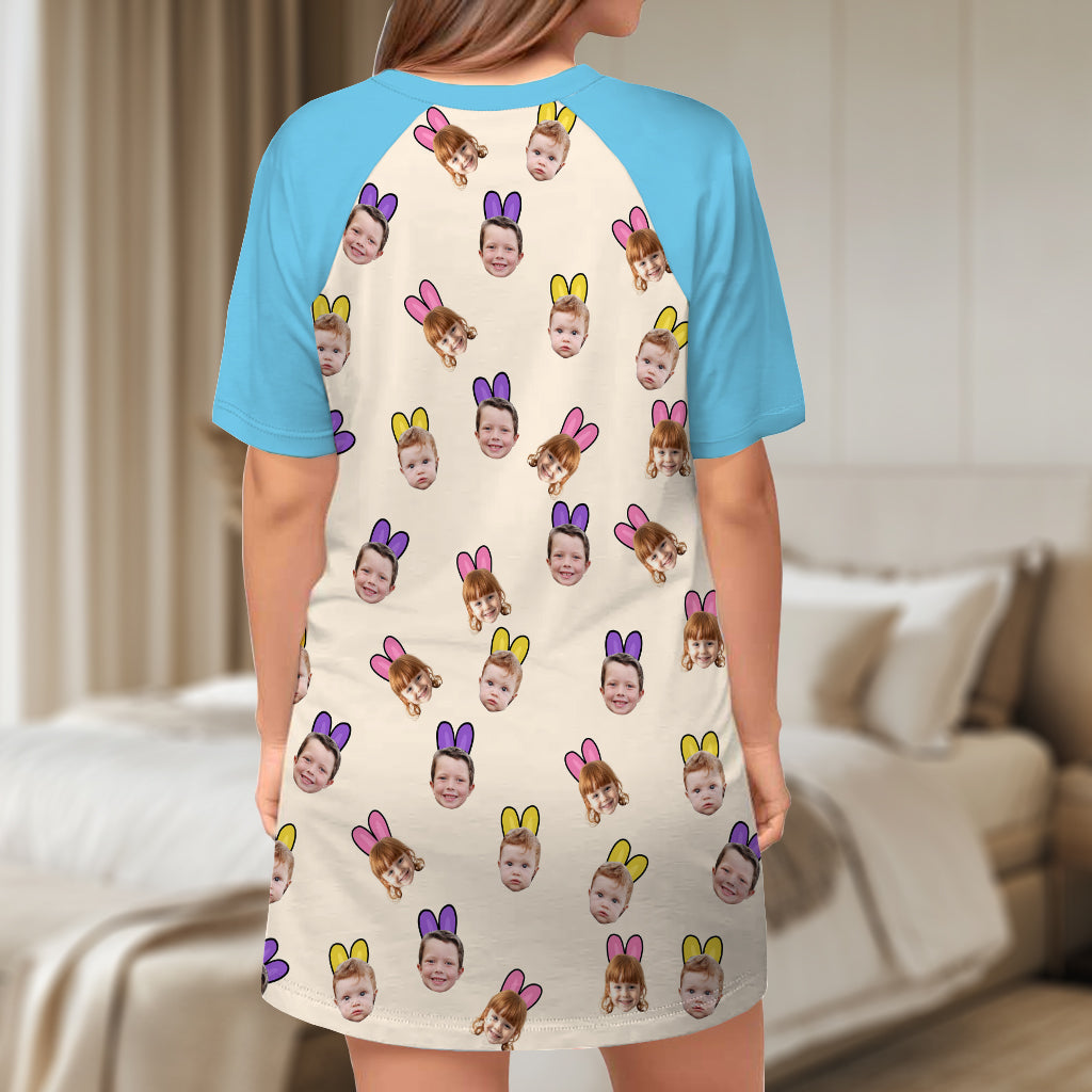 Grandma's Peeps - Personalized Kid Photo Sleep T-shirt Dress