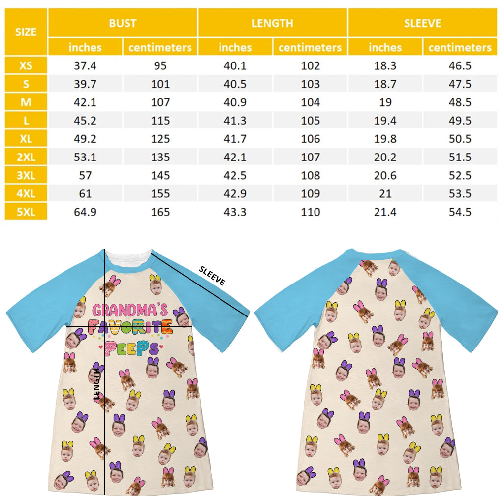 Grandma's Peeps - Personalized Kid Photo Sleep T-shirt Dress