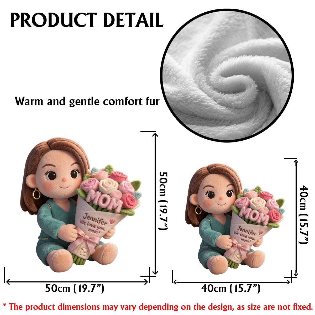 Wunderschöner Blumenstrauß mit Foto nach Wunsch für Mama, Oma – personalisiertes Kissen in Form eines Muttertags aus Kunstfell