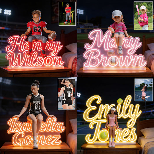 Personalisierte Volleyball Acryl LED Nachtlicht - Jede Sportart und Foto