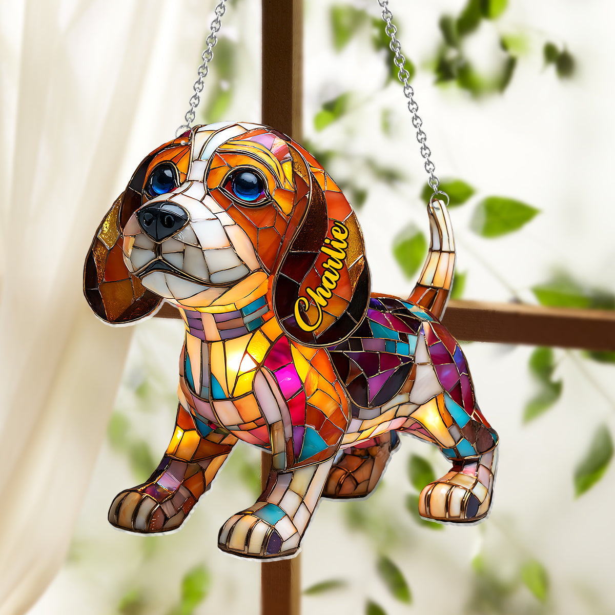 Ich liebe meinen Hund – Personalisierter Hunde-Fensterhänger-Sonnenfänger